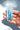 Three light blue Aquamarine crystal points held in a person's hand against a bright, sunlit white background with soft shadows.