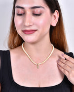 Load image into Gallery viewer, Hamsa Hand Golden Pearl Necklace
