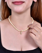 Load image into Gallery viewer, Hamsa Hand Golden Pearl Necklace
