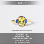 Load image into Gallery viewer, Peridot, Iolite and Enamel Art Deco Ring R08547
