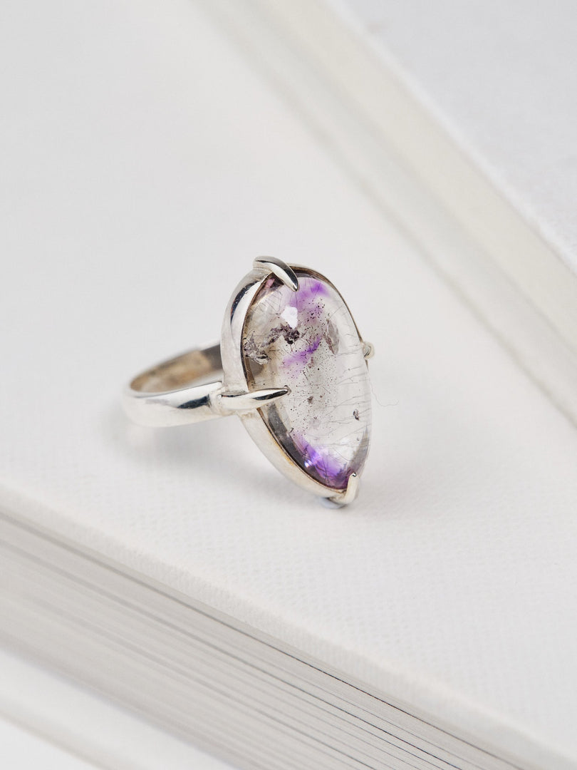 Amethyst Mix Cabochon Droplet Ring – Size 7.5