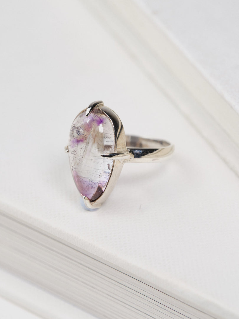 Amethyst Mix Cabochon Droplet Ring – Size 7.5