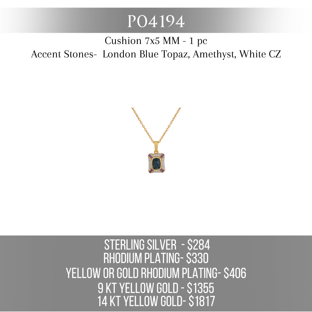 London Blue Topaz ' X ' Art Deco Necklace P04194