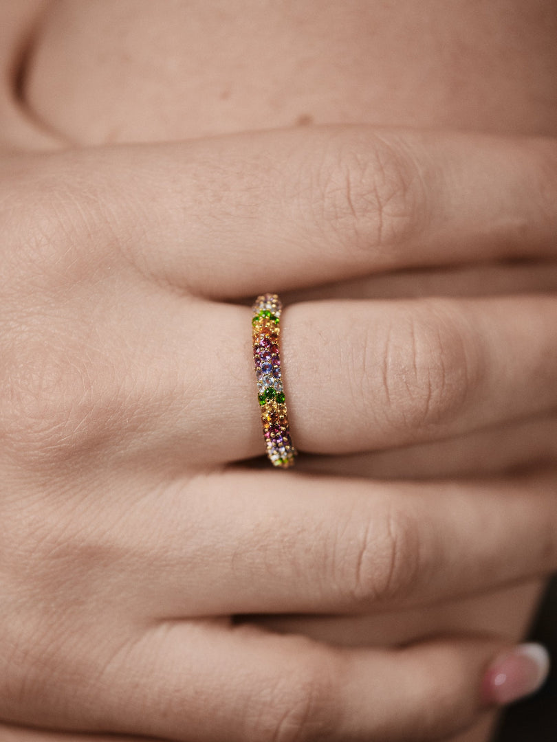 Yellow Gold Kaleidoscope Rainbow Ring